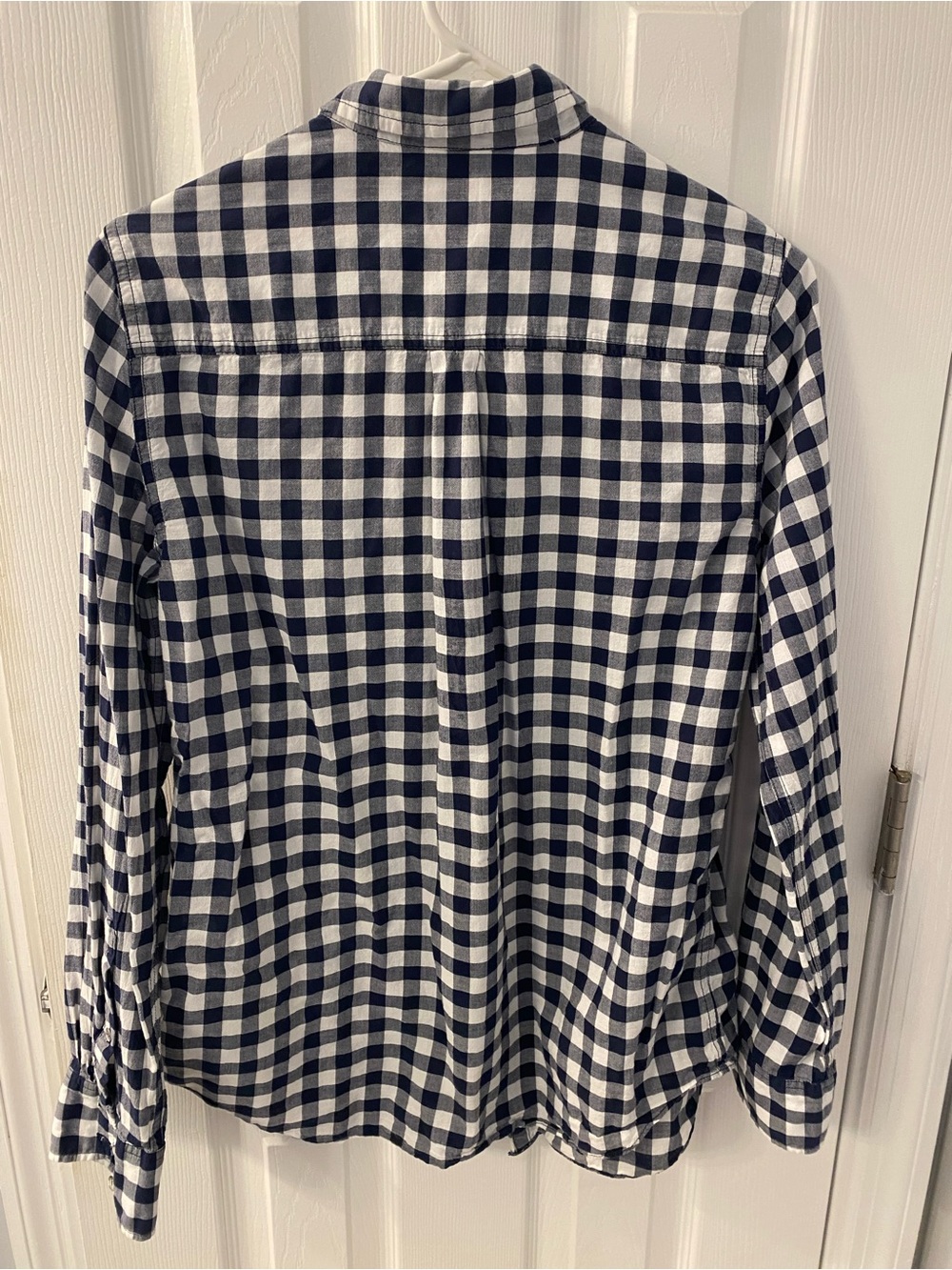 J. Crew Womens 100% Cotton Navy and White Gingham Button-Down - Picture 3 of 4